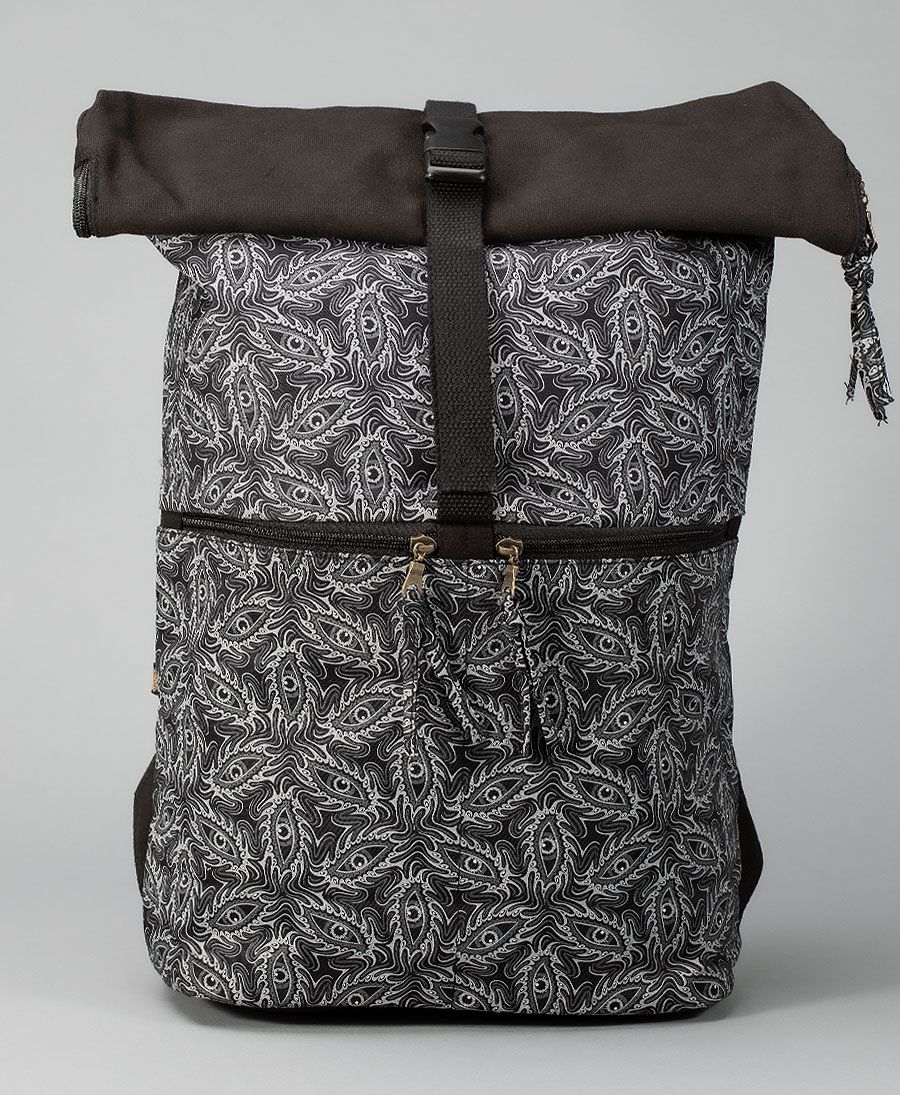 psychedelic roll top backpack large canvas travel bag 
