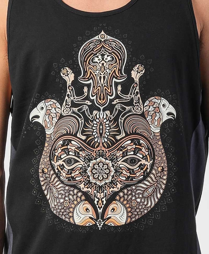 Hamsa Tank Top ➟ Grey + Black