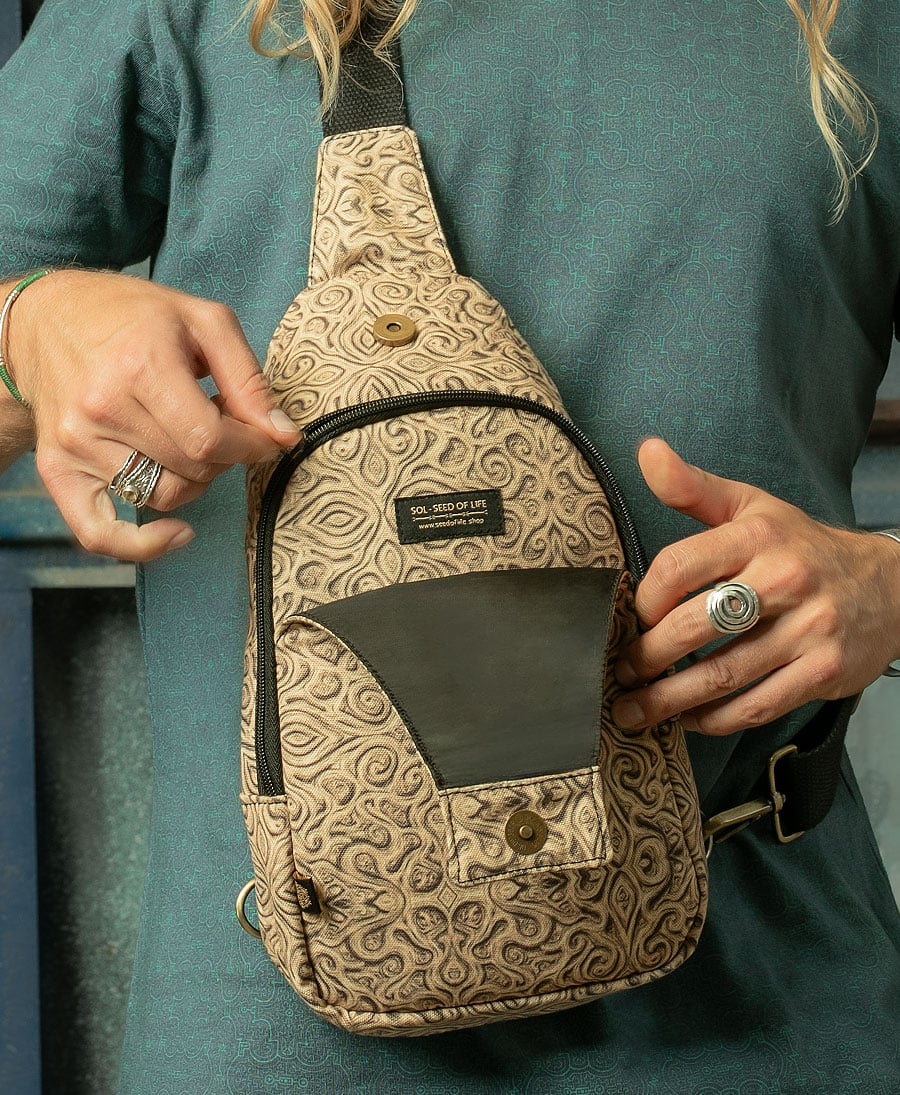 Sand print sling bag vegan day bags