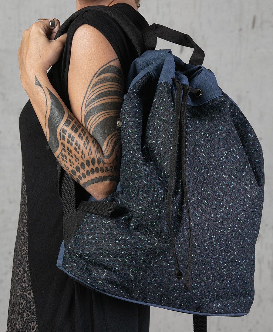 psy trance festival drawstring backpack canvas sack bag seed of life 