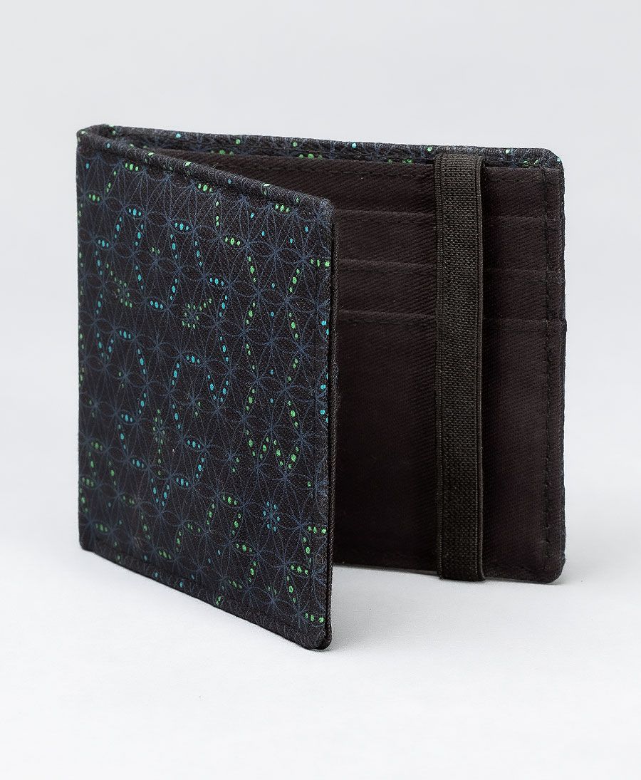 Seed of life mens wallet bifold canvas slim wallet