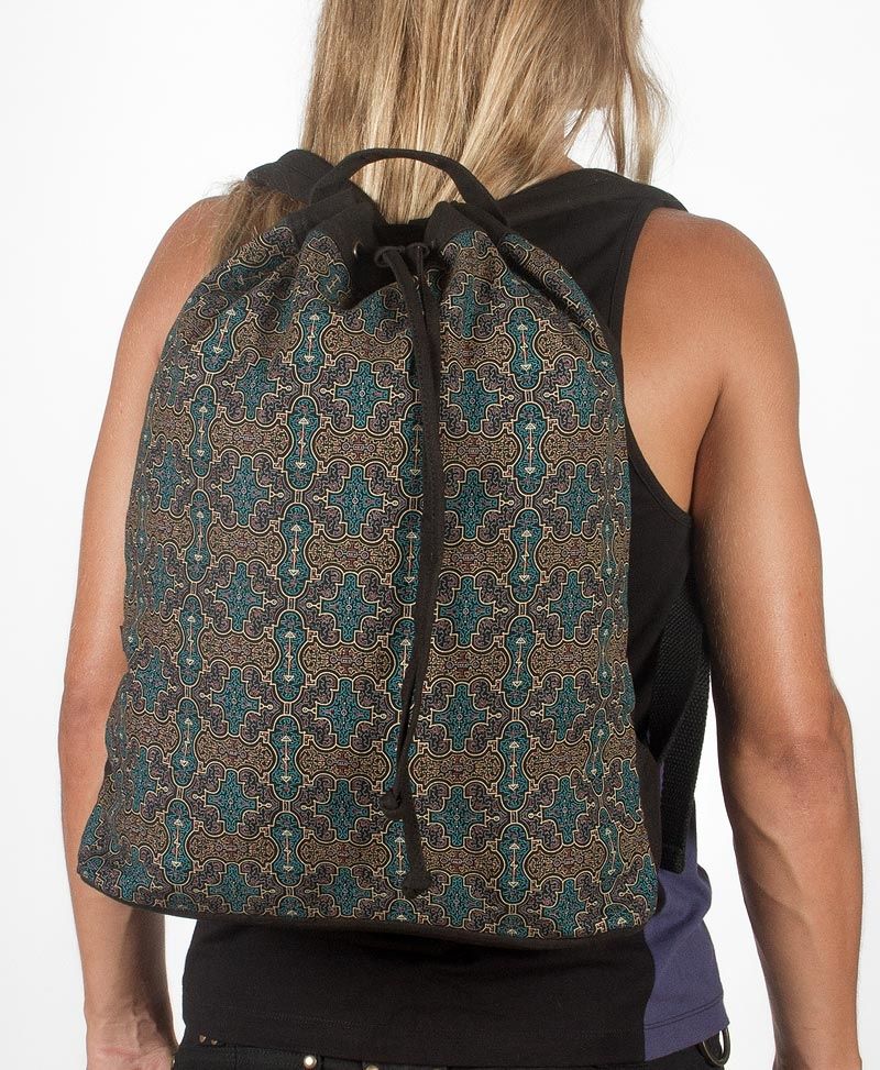 psy trance festival drawstring backpack canvas sack bag shipibo