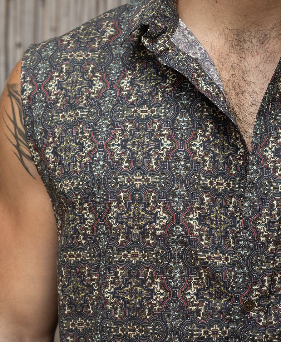 LSD Molecule Sleeveless Button Up 