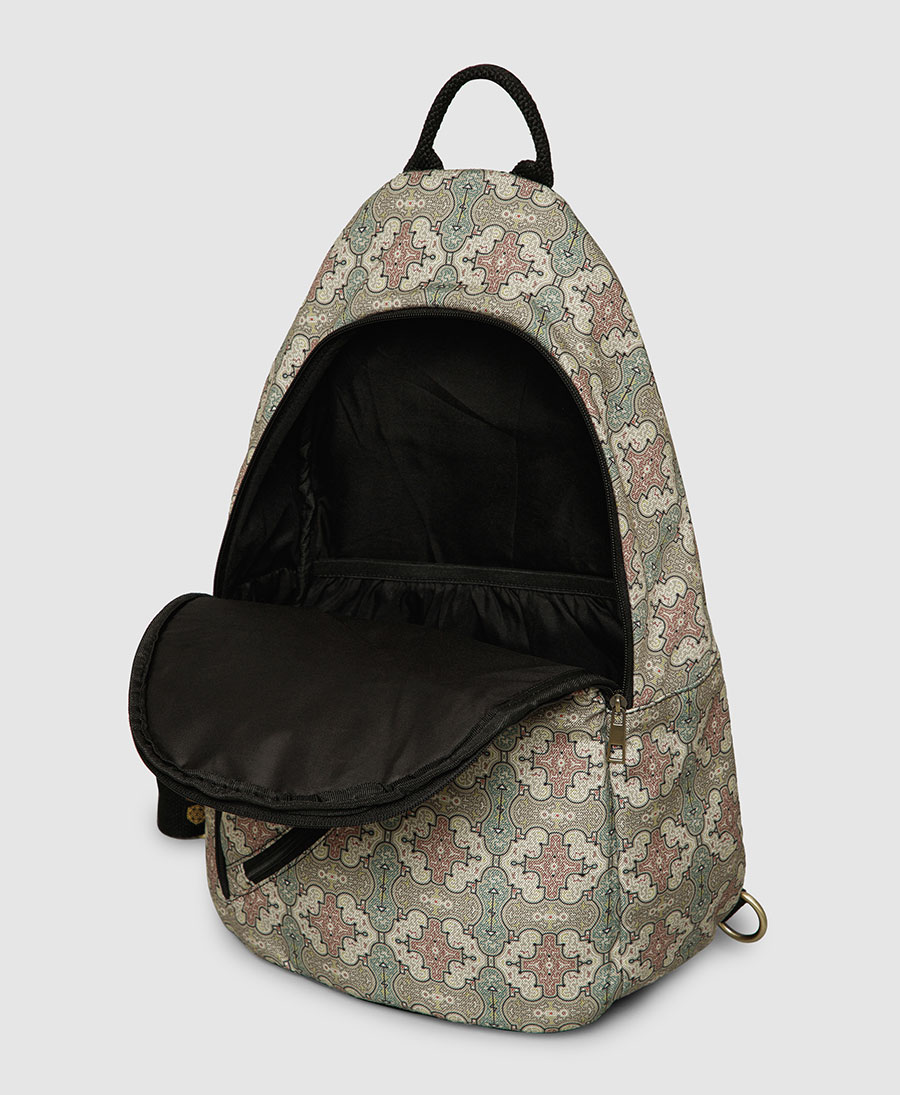 Shipibo sling backpack sacred geometry