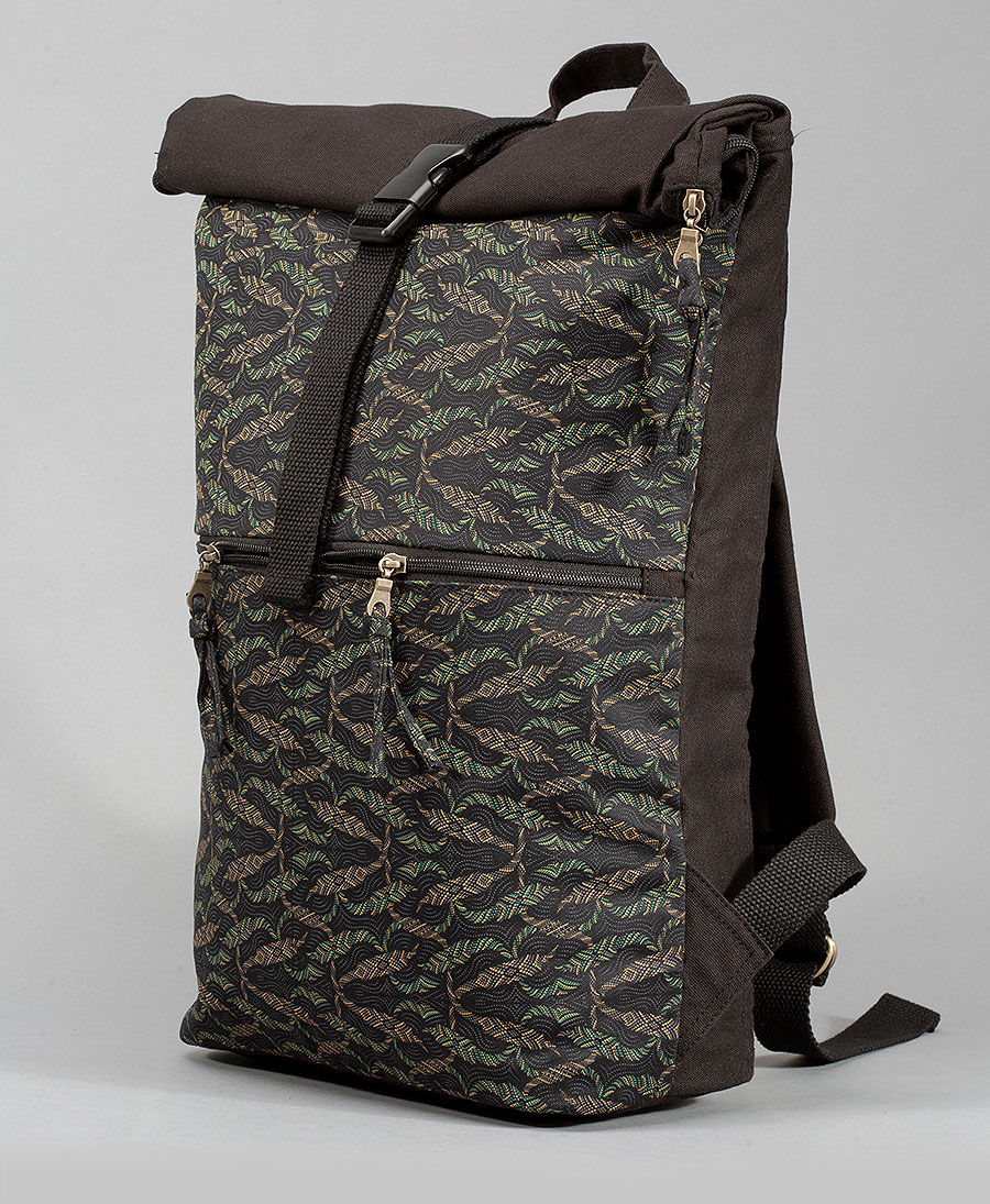 Canvas RollTop Backpack Large Travel Bag Tribal Print