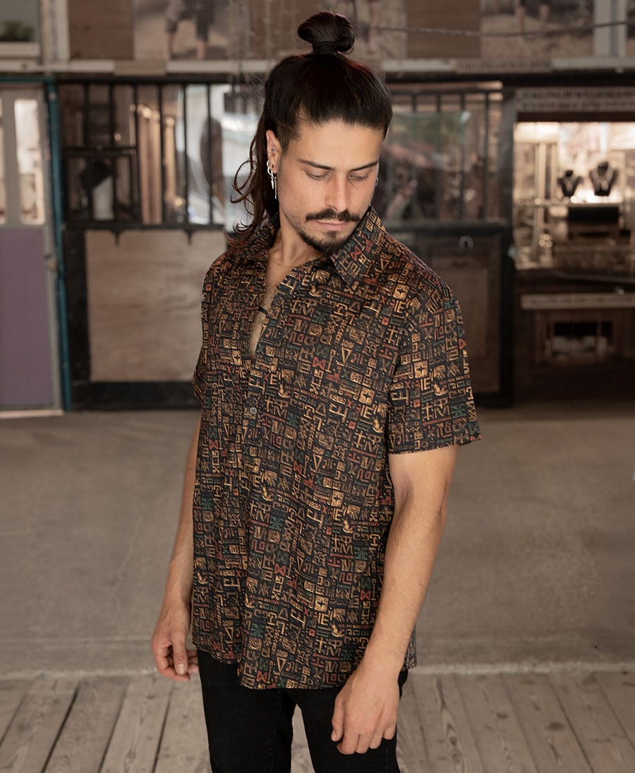 totem button up tribal top