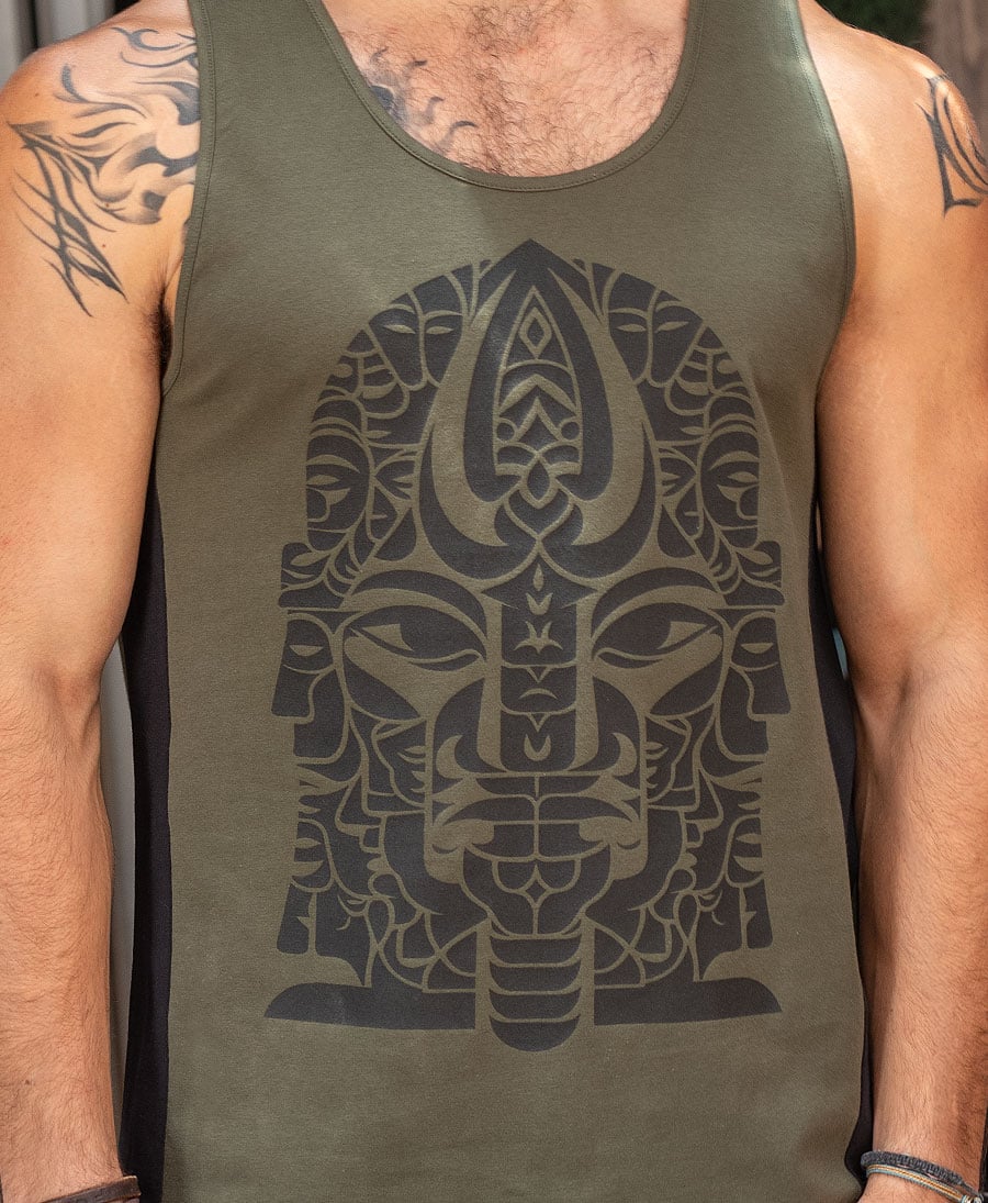 tribal face singlet man