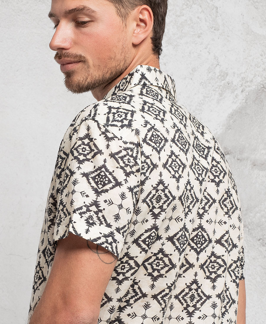 tribal white button up shirt 