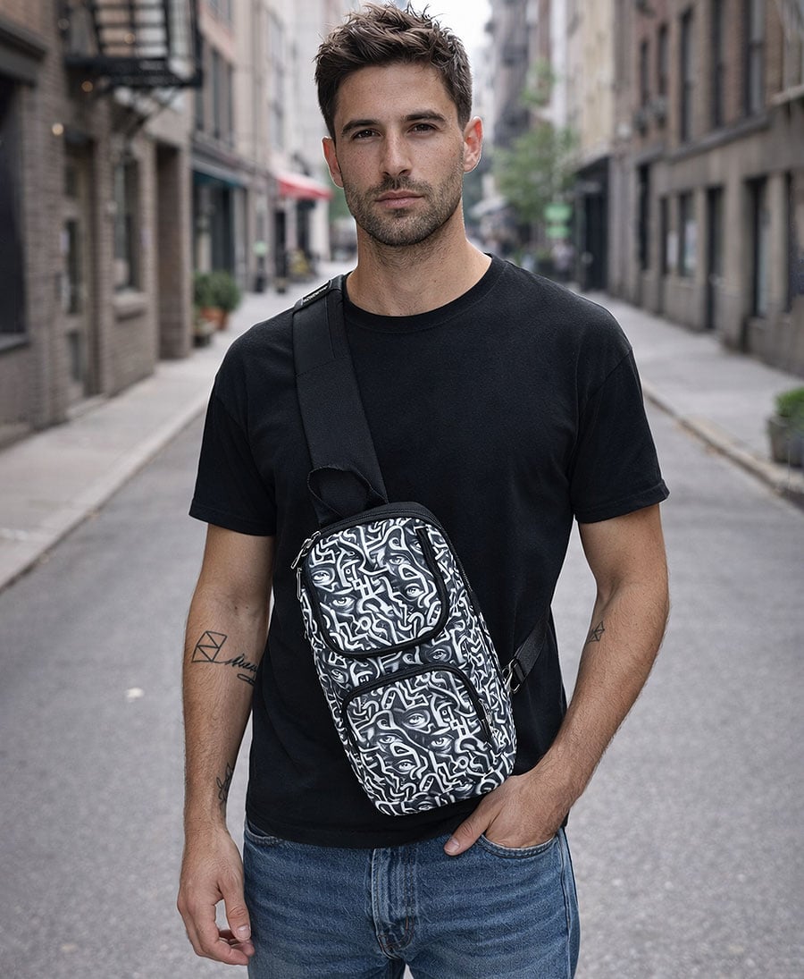 Waterproof Canvas Sling Bag Psychedelic