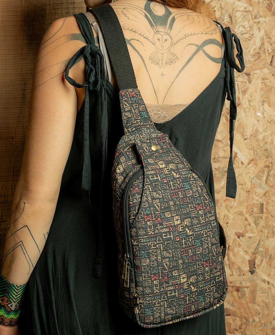 Tribal print sling bag vegan day bags