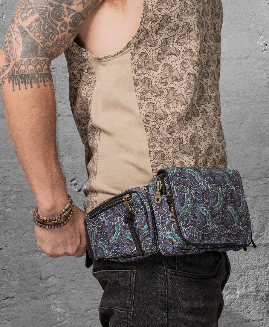 Psychedelic Festival Utility Pocket Hip Belt Money Pouch Fanny Pack Seed Of Life