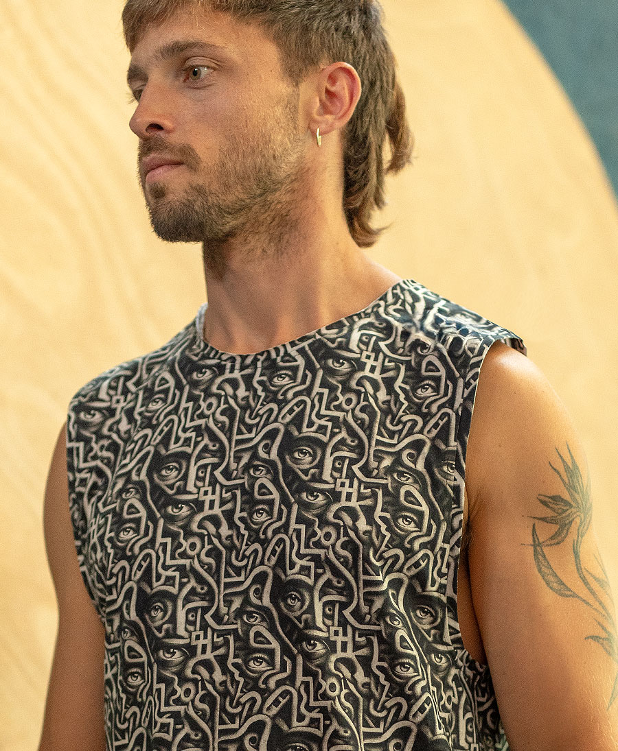 Eyes print tank top for man