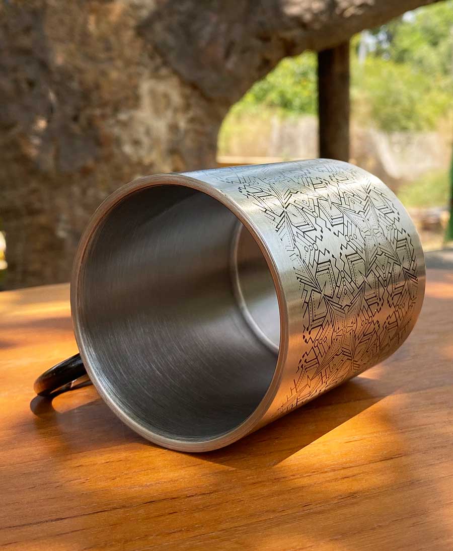 Psychedelic Stainless Steel Travel Mug With Clip Handle 