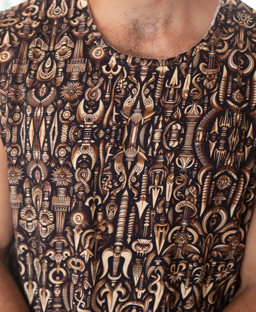 trishul brown tank top for man