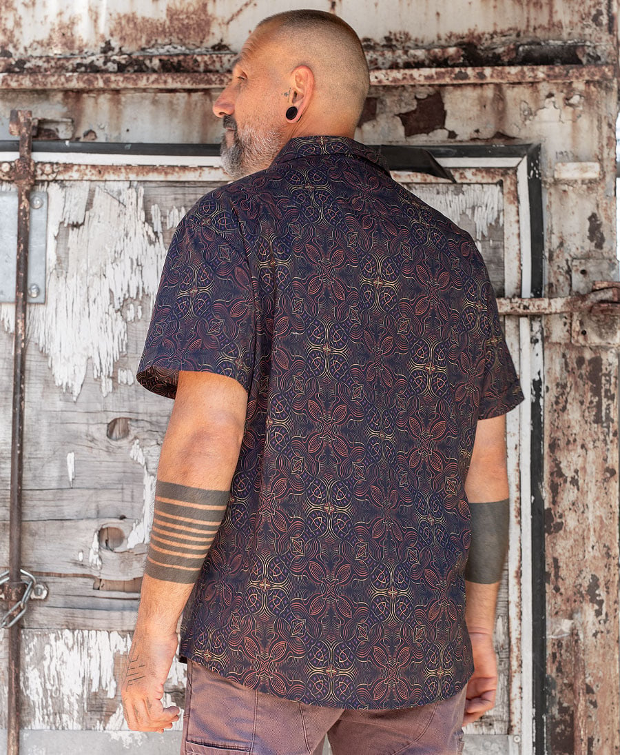 printed button up shirt for man