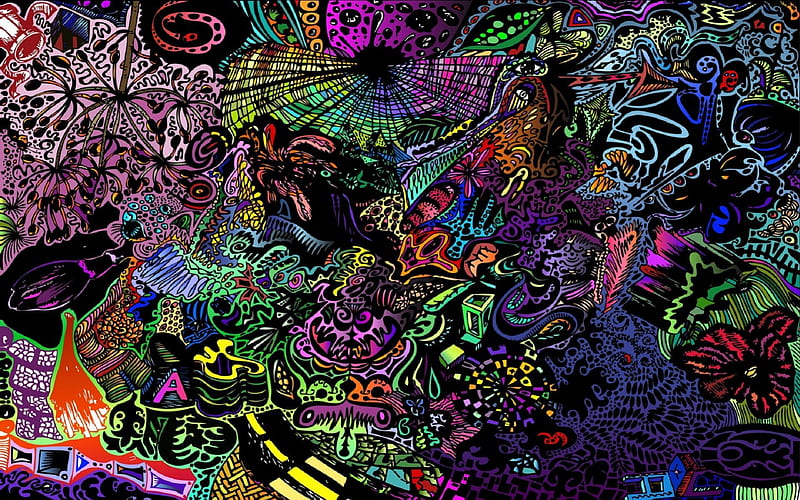 vibrant colours in cosmo and psychedelic style