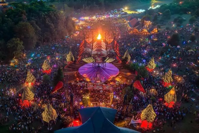 Ozora Festival 2026 main stage aerial view Hungary