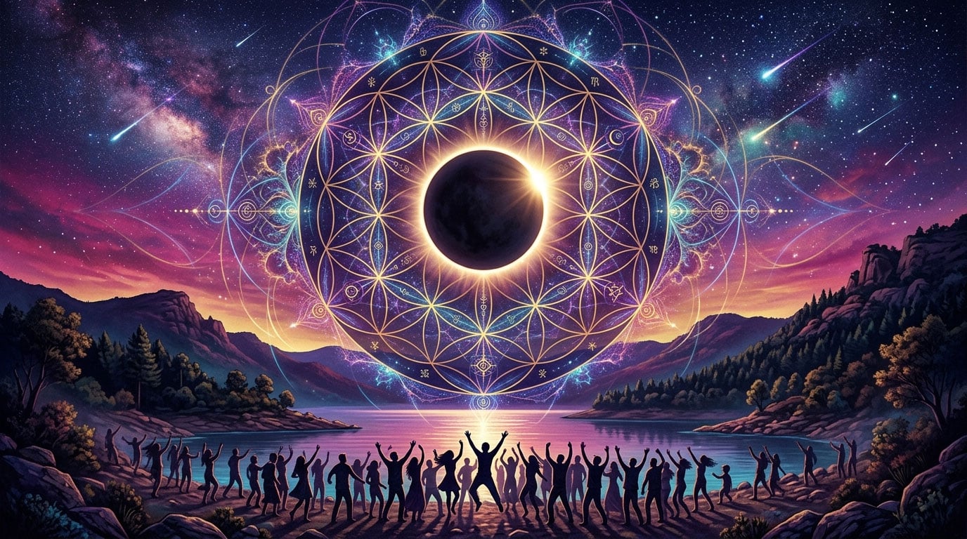 Sizigia Eclipse Gathering 2026 total solar eclipse and Flower of Life Spain