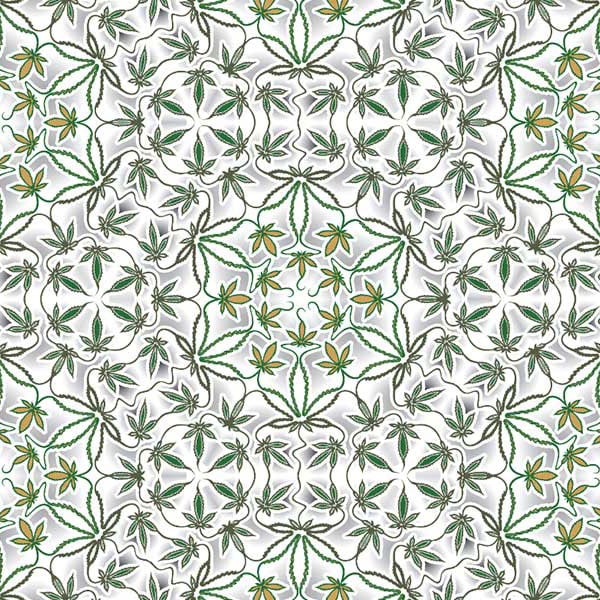 HEMPI — seamless psychedelic pattern of hemp leaves, printed on 14 pieces Seed of Life