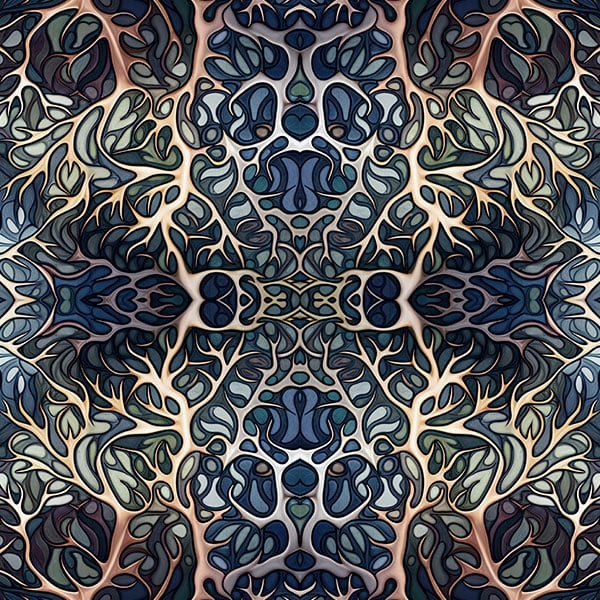 ROOTS — seamless psychedelic pattern of a neural root network, printed on 10 pieces Seed of Life