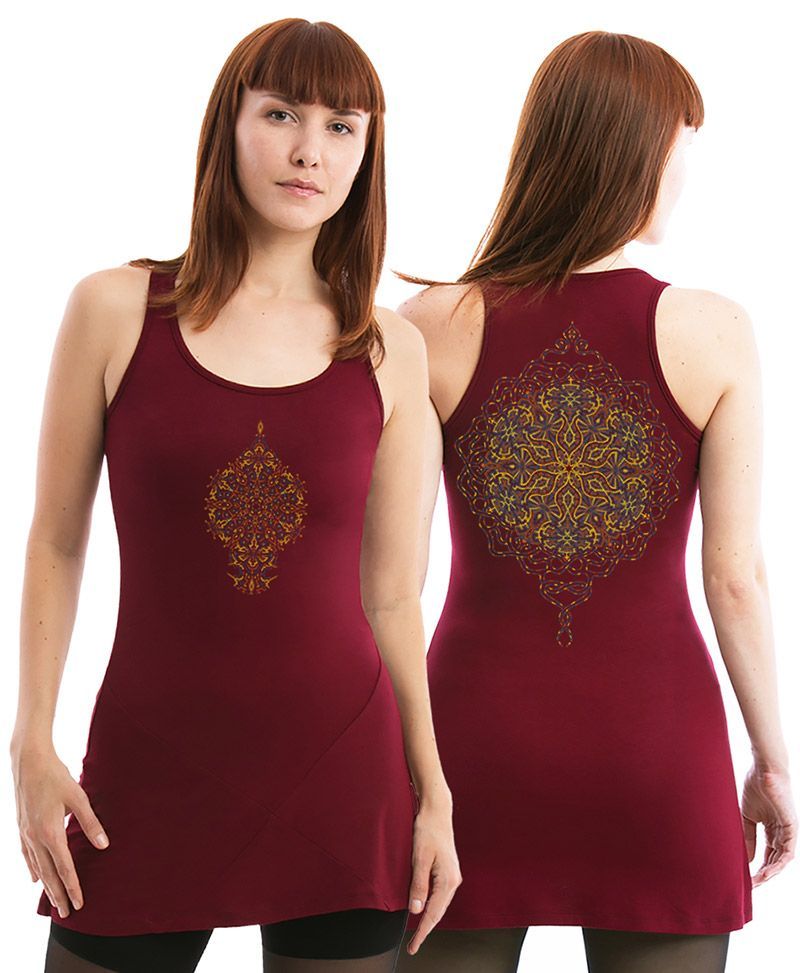 red and black tunic dress