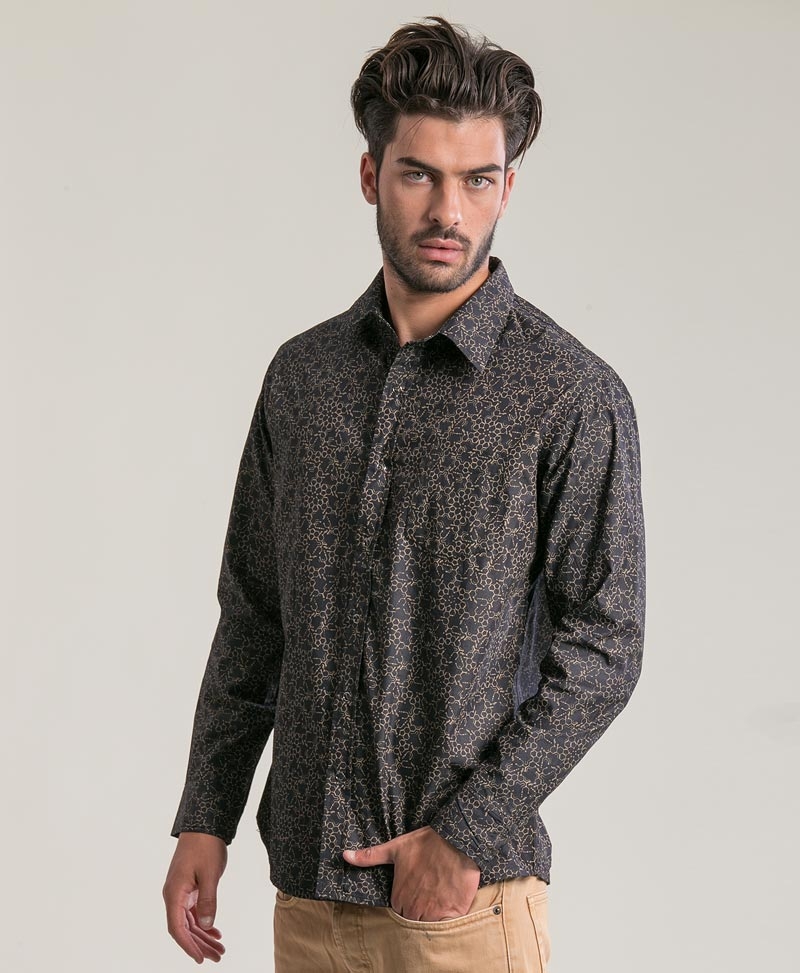 Psychedelic Long Button Shirts LSD Black